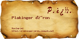 Plakinger Áron névjegykártya